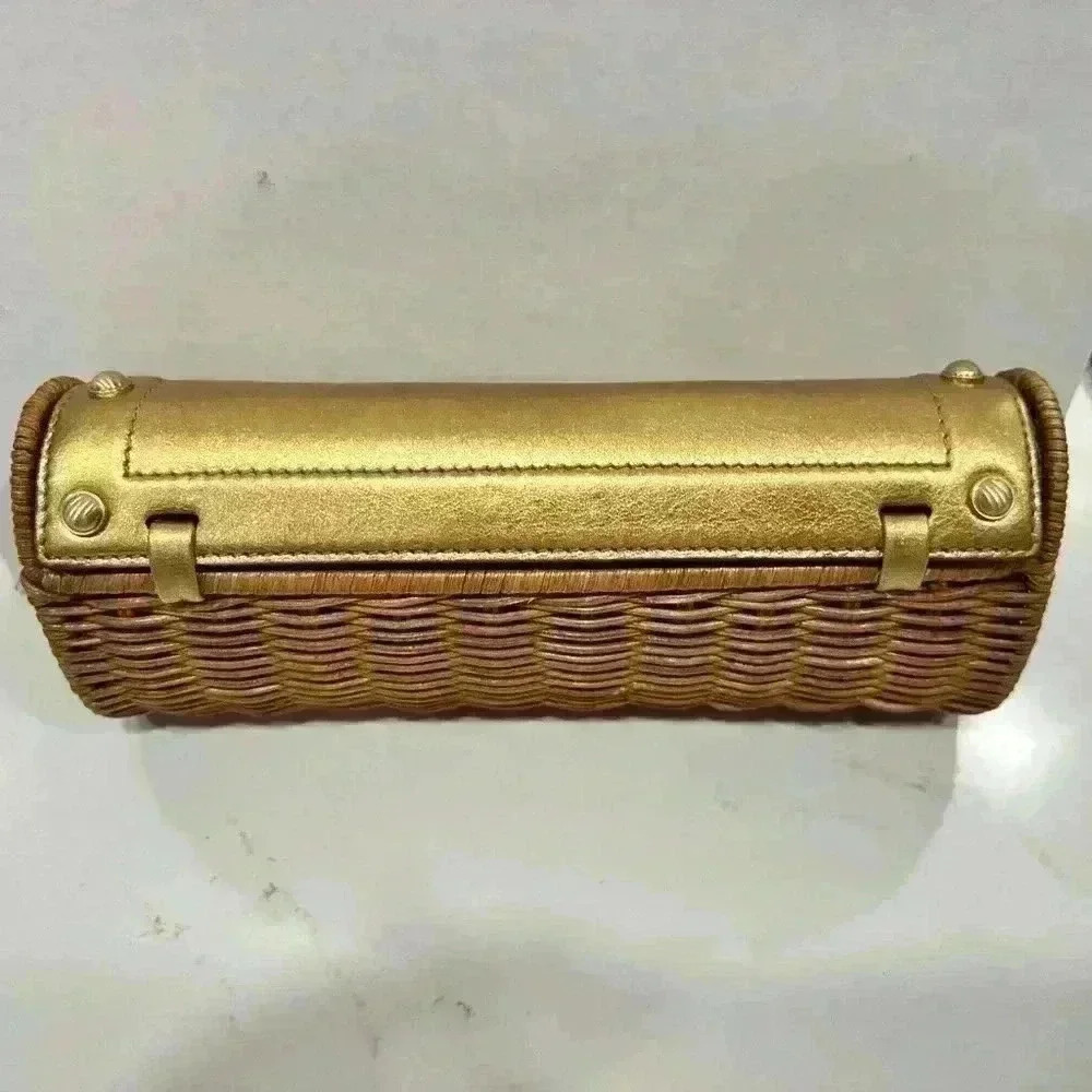 Michael Kors Santorini Gold Wicker Clutch - Picture 14 of 15